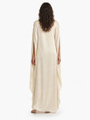 Boat Neck Cape Sleeve Satin Maxi Dress