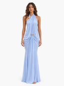 Elegant Open-Back Chiffon Maxi Dress