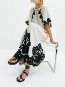 Minimalist floral print maxi dress