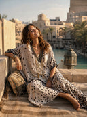 Bohemian Leopard Print V-Neck Batwing Sleeve Maxi Dress