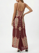 Bohemian Embroidered Print Strappy Midi Dress
