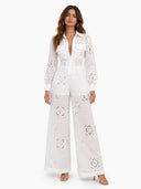 Elegant Eyelet Embroidered Wide-Leg Jumpsuit