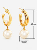 Pearl Drop Sculptural Gold Hoop Earrings