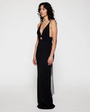 Elegant Plunge V-Neck Cutout Maxi Dress