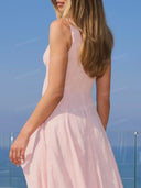 Elegant V-Neck High-Low Flowy Maxi Dress