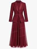 Tailored Blazer & Chiffon Maxi Dress Prom Set