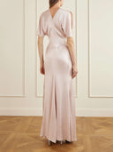 Satin Flutter Sleeve Dress