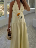 Elegant V-Neck Halter Maxi Dress