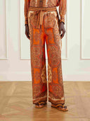 Retro Paisley Print Long Sleeve Shirt & Pants Two-Piece Set