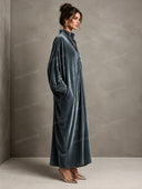 Casual Long Sleeve Velvet Twist Front Maxi Dress