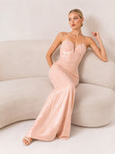Elegant Strapless Sequin Mermaid Maxi Dress