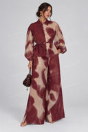 Elegant Tie-Dye Blouse & Wide Leg Pants Set