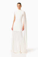Elegant High Neck Chiffon Cape Maxi Dress