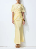 Elegant Draped Satin Lace-Trim Top Two-Piece Set
