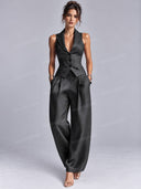 Tailored Vest & Wide Leg Pants Set