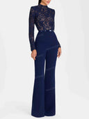 Elegant Lace High Neck Wide Leg Jumpsuit