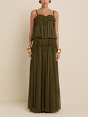 Sexy Lace Spaghetti Strap Mesh Maxi Dress