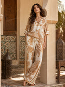 Bohemian Paisley Print Top & Wide-Leg Pants Two-Piece Set