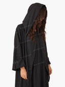 Casual Hooded Wide-Sleeve Open-Front Abaya Maxi Dress