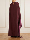 Elegant Burgundy Contrast Satin Maxi Kaftan Dress