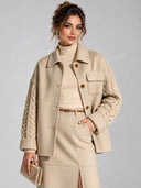 Cable Knit Sleeve Button Front Jacket