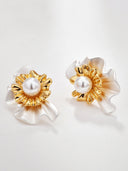 Pearl Floral Sculptural Stud Earrings
