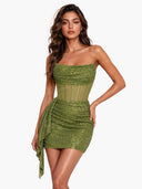 Elegant Strapless Corset Bodycon Mini Dress