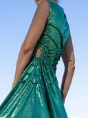 Sequin Sleeveless Cut-Out Maxi Dress