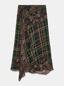 Retro Paisley Print Blouse & Asymmetric Maxi Skirt Two Piece Set