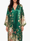 Elegant Floral Print Batwing Sleeve Maxi Dress