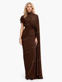 Irregular Shawl Pleated Maxi Dress
