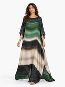 Elegant Gradient Print Kaftan Maxi Dress