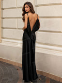 Sexy Elegant Satin Side High Slit Maxi Dress