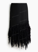 Tailored Blazer & Sheer Fringe Midi Skirt Two Piece Set