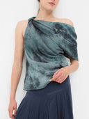 Elegant Floral Print Draped Top & Skirt Two Piece Set