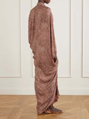 Elegant Draped Batwing Sleeve Maxi Kaftan Dress