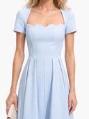 Elegant Wavy Hem A-Line Midi Dress