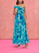 Floral Print Ruched Two-Piece Set