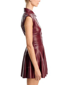 Faux Leather Button Front Shirt Mini Dress