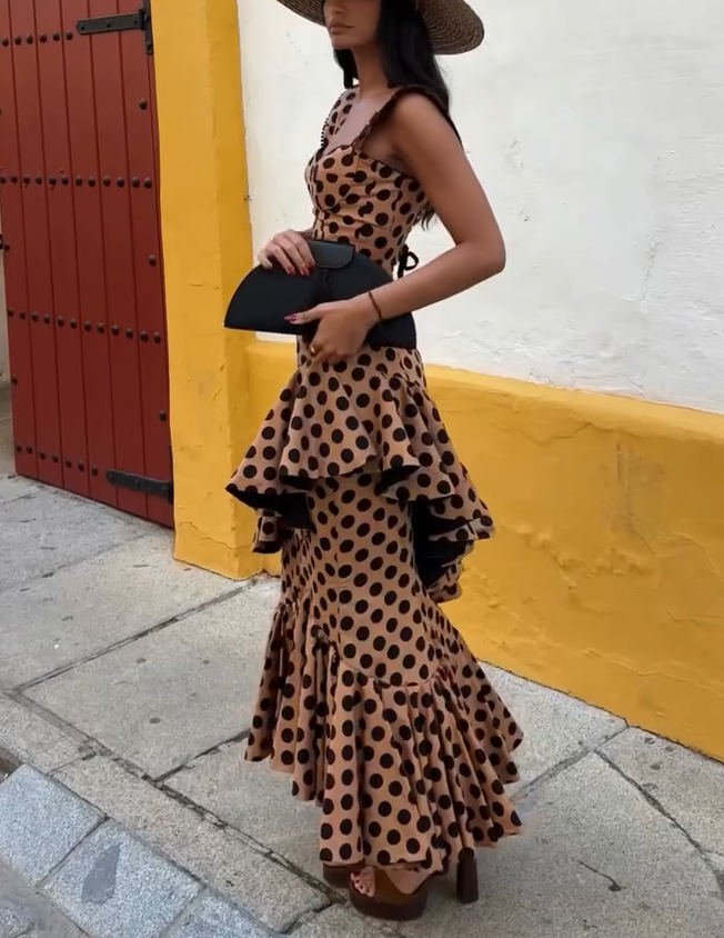 Brown Polka Dot Two-Piece Set