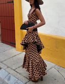 Brown Polka Dot Two-Piece Set
