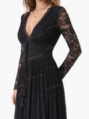 Sexy Lace Panel High Slit Maxi Dress