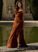 Sexy Elegant Satin Side High Slit Maxi Dress