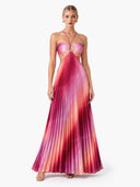 Ombre Halter Pleated Maxi Dress