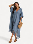 V-Neck Tassel Design Maxi Dress