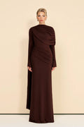 Pleated Ribbon Design Maxi Dress