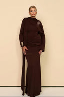 Pleated Ribbon Design Maxi Dress
