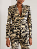 Exquisite Zebra Print Lapel Blazer And Straight Leg Pants Set