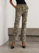 Exquisite Zebra Print Lapel Blazer And Straight Leg Pants Set