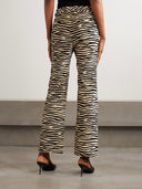 Exquisite Zebra Print Lapel Blazer And Straight Leg Pants Set